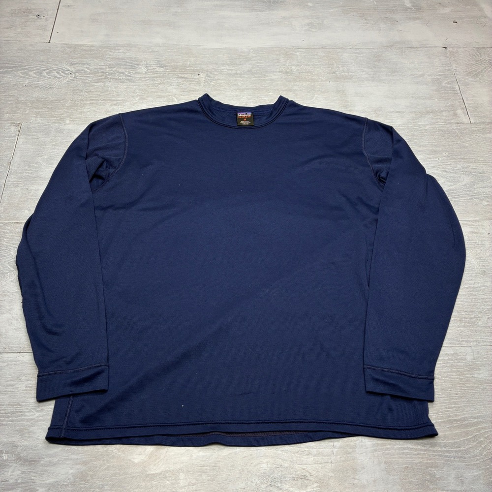 Patagonia Capilene Base Layer Shirt Mens M Navy Blue Long Sleeve Made in USA